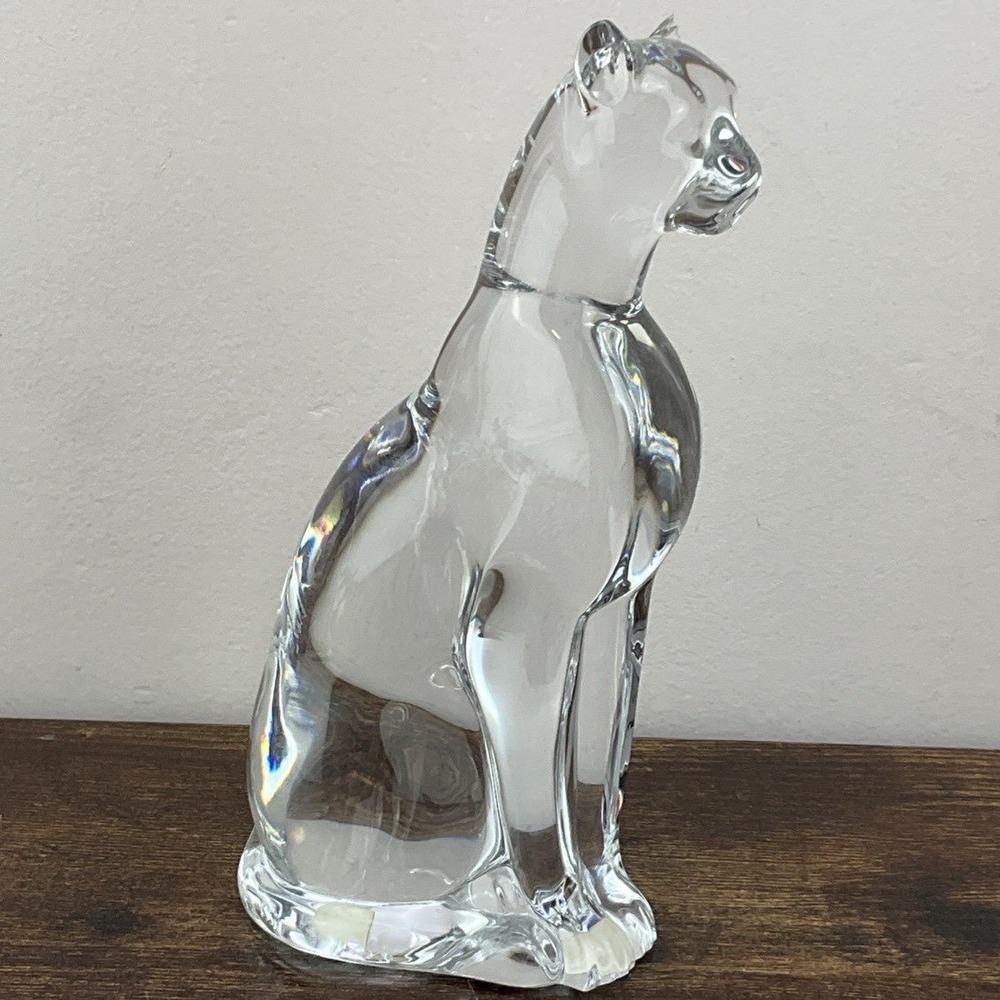 Baccarat 6 Inch Crystal Egyptian Cat Vintage 1960's Broken Ear